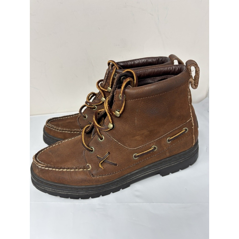 Vintage Polo Ralph Lauren Mid Ranger Boots Brown Leather Mens US 8.5 B